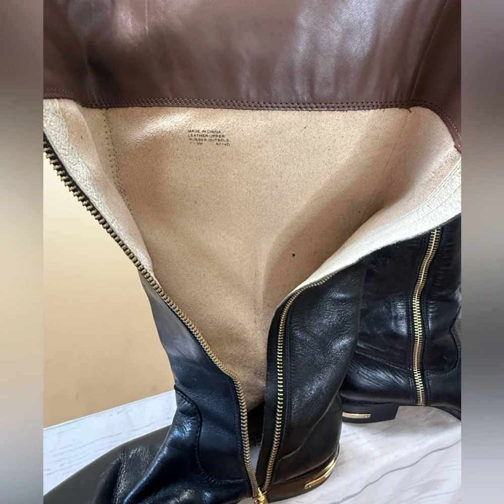 Michael Kors Black and Brown Over the Knee Boots